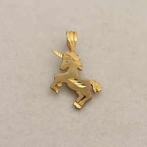 Vintage 10k Solid Gold Yellow Gold Unicorn Necklace Charm Pendant